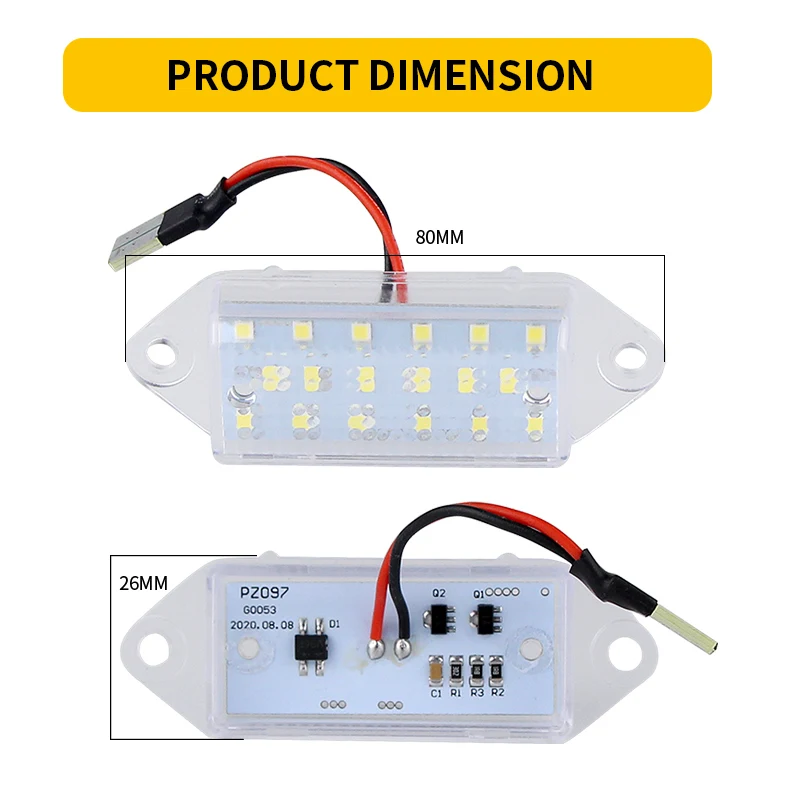 2PCS For Mitsubishi Lancer 2003-2017 EVO VIII 2004-2008 EVO X  2008-2018 White Replacement LED Rear License Plate Lights Lamp