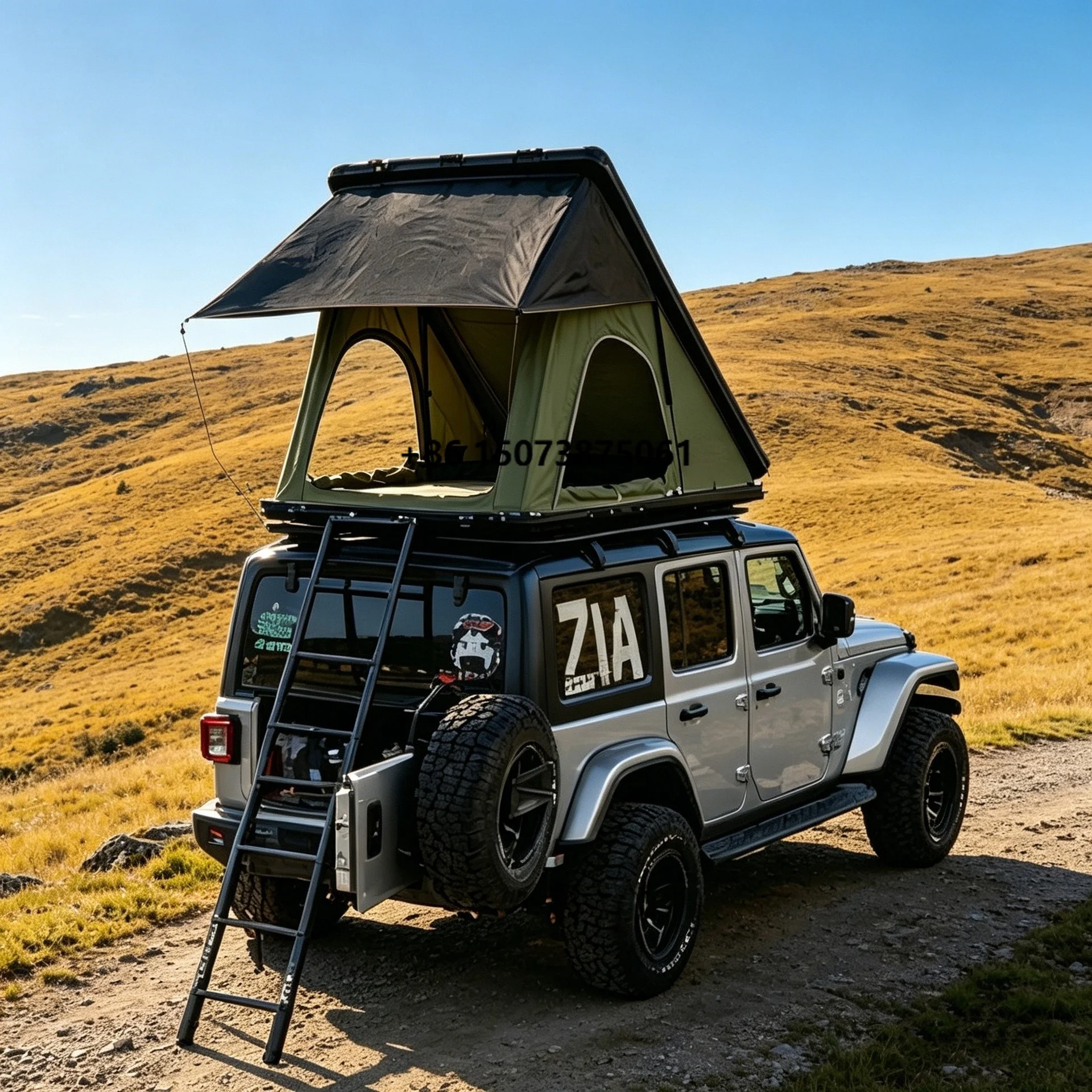 All Season Auto Pop up Aluminum Hard Shell Roof Tent, Foldable Pre-Assembled Outdoor Camping Overlanding Tent