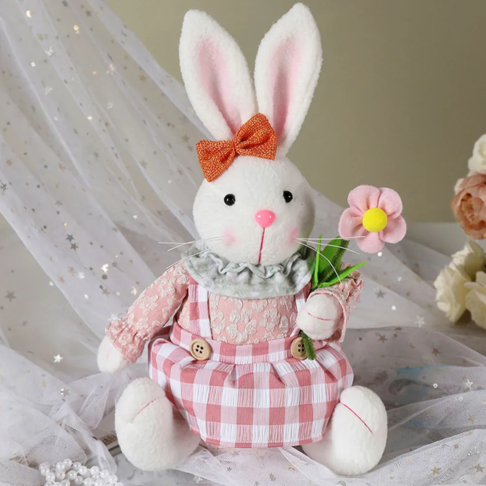 

Набор из 2-х пасхальных статуэток кроликов: красочные мультяшные зайцы-украшения для рабочего стола и сада, праздничный декор для Пасхи