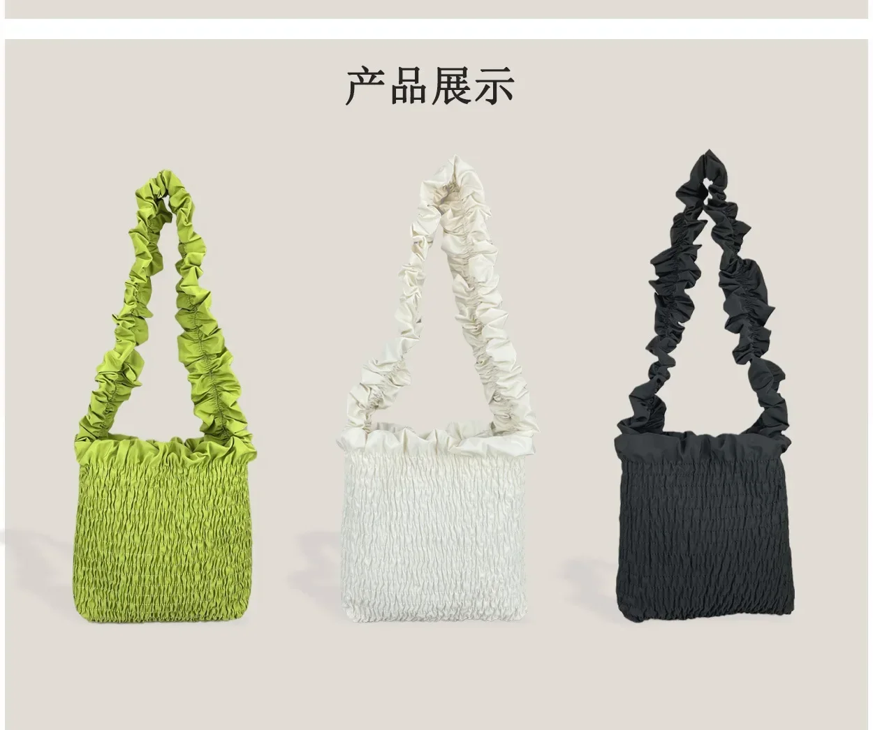 New Fashion Versatile Handbag Shoulder Bag Premium Texture Solid Color Armpit Bag Pleated Portable Niche Bag Bag Woman