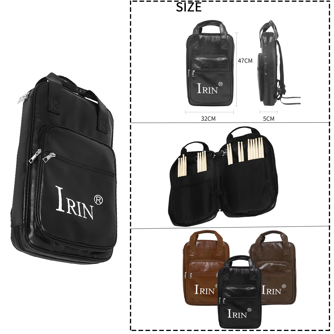 

IRIN Drum Stick Bag Thicken Cotton Oxford Cloth Waterproof Drumstick Bag Big Capacity Bags Percussion Instrument Parts