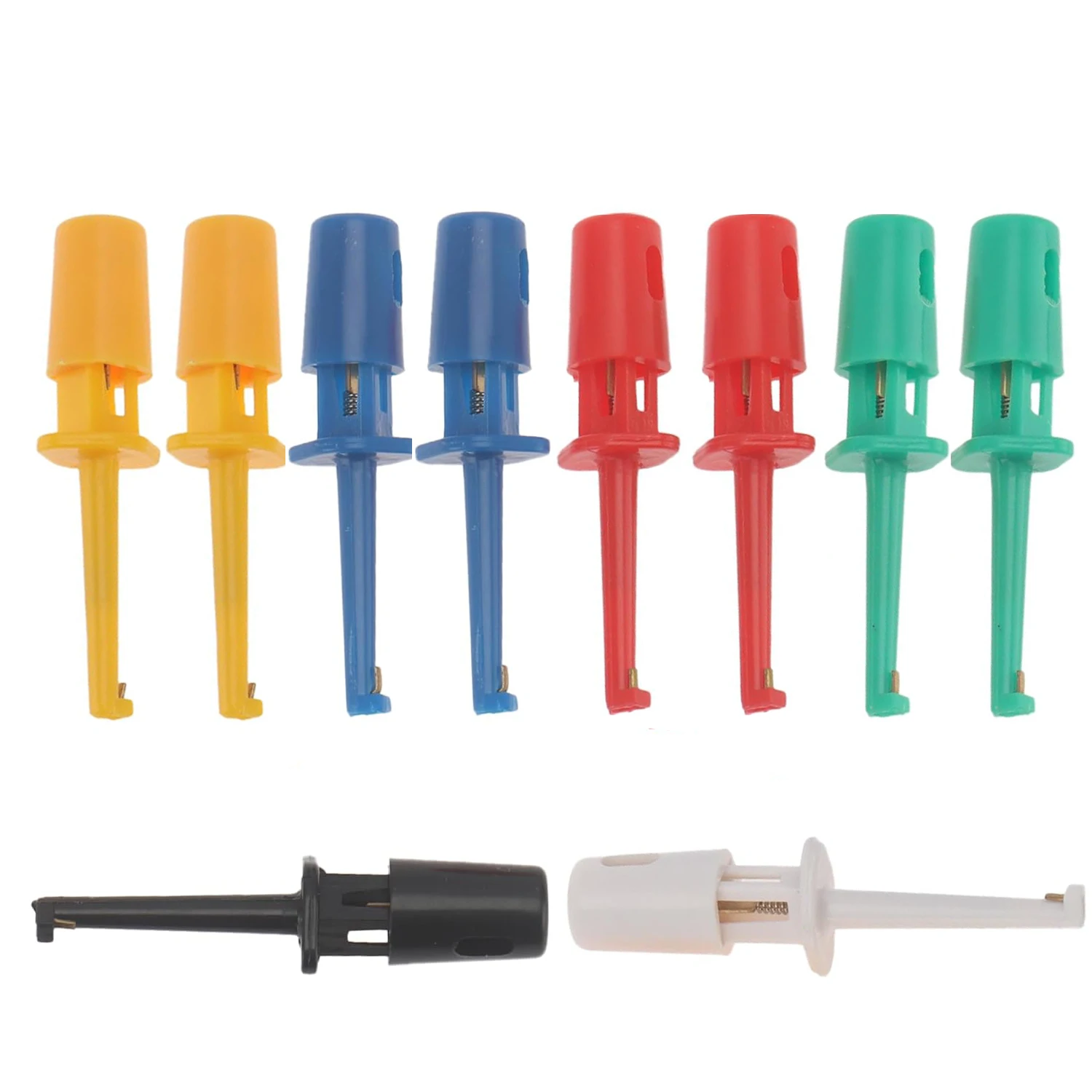 10PCS/Set Mini Single Test Hook Clip Test Probe For Electronic Testing IC Grabber Small Size Round Crocodile Clip Hook Test Clip