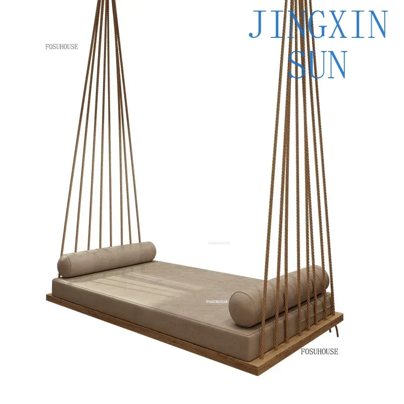 Nordic Leisure Solid Wood Outdoor Swings Garden Patio Bedroom Rest Rocking Chair Home Balcony Open-air Hammock Outdoor Furniture