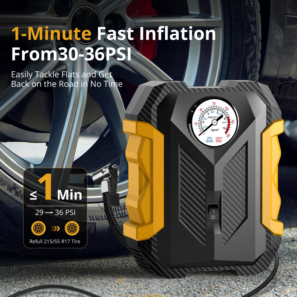 

Carsun удобный автомобильный воздушный насос 12 В прикуриватель высокой яркости ночное освещение механический автомобильный насос для накачивания шин