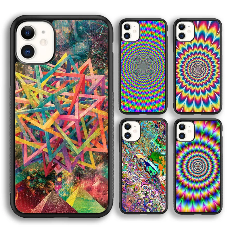 Krajews Trippy Psychedelic Abstract Collage Phone Case For iPhone 16 15 SE2020 14 6 7 8 plus 11 12 13 pro max coque Fundas