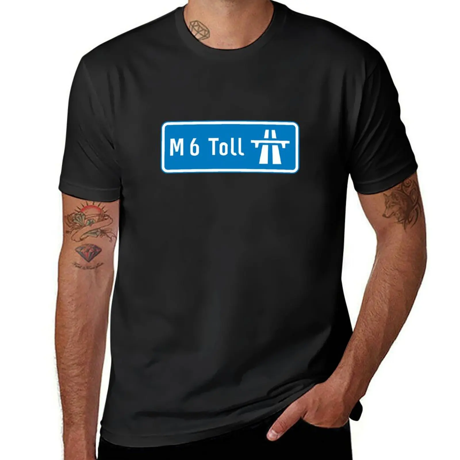 West Midlands Bound - Blue M6 Toll Motorway Sign T-Shirt tees quick drying graphics oversized t shirts for men