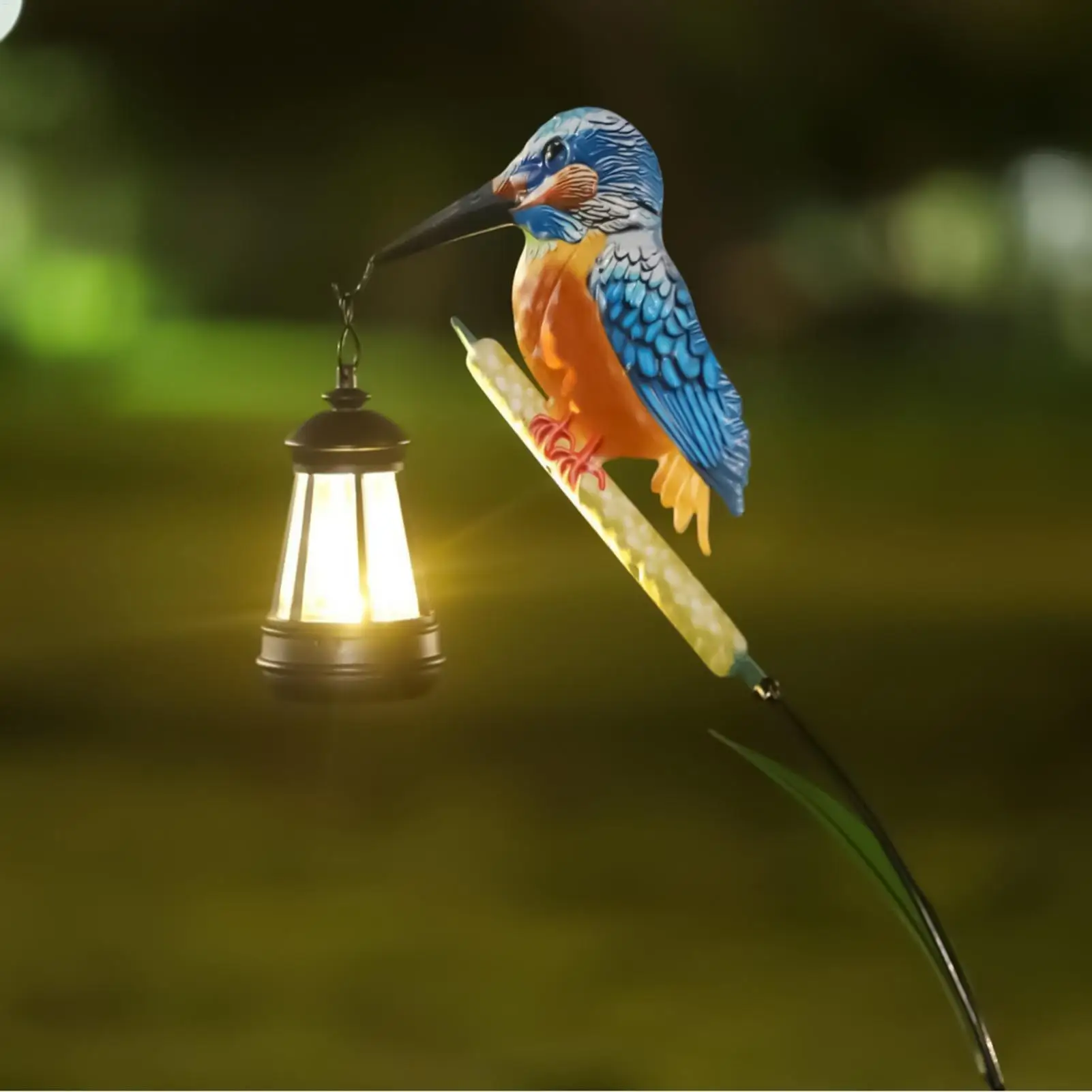 Solar Powered Kingfisher Light Garden Statue Waterproof Pathway Lantern for Yard Patio Backyard Porch Lawn Walkway Outdoor