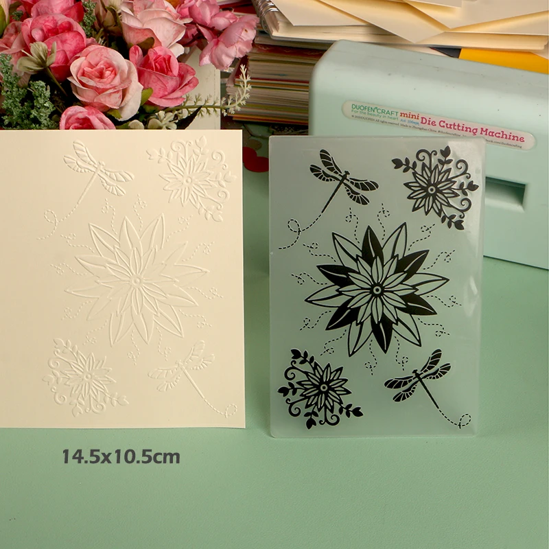 DUOFEN Crafts plastic embossing folder collection 4 paper flower mold Christmas Birthday fathers mothers day wedding collection