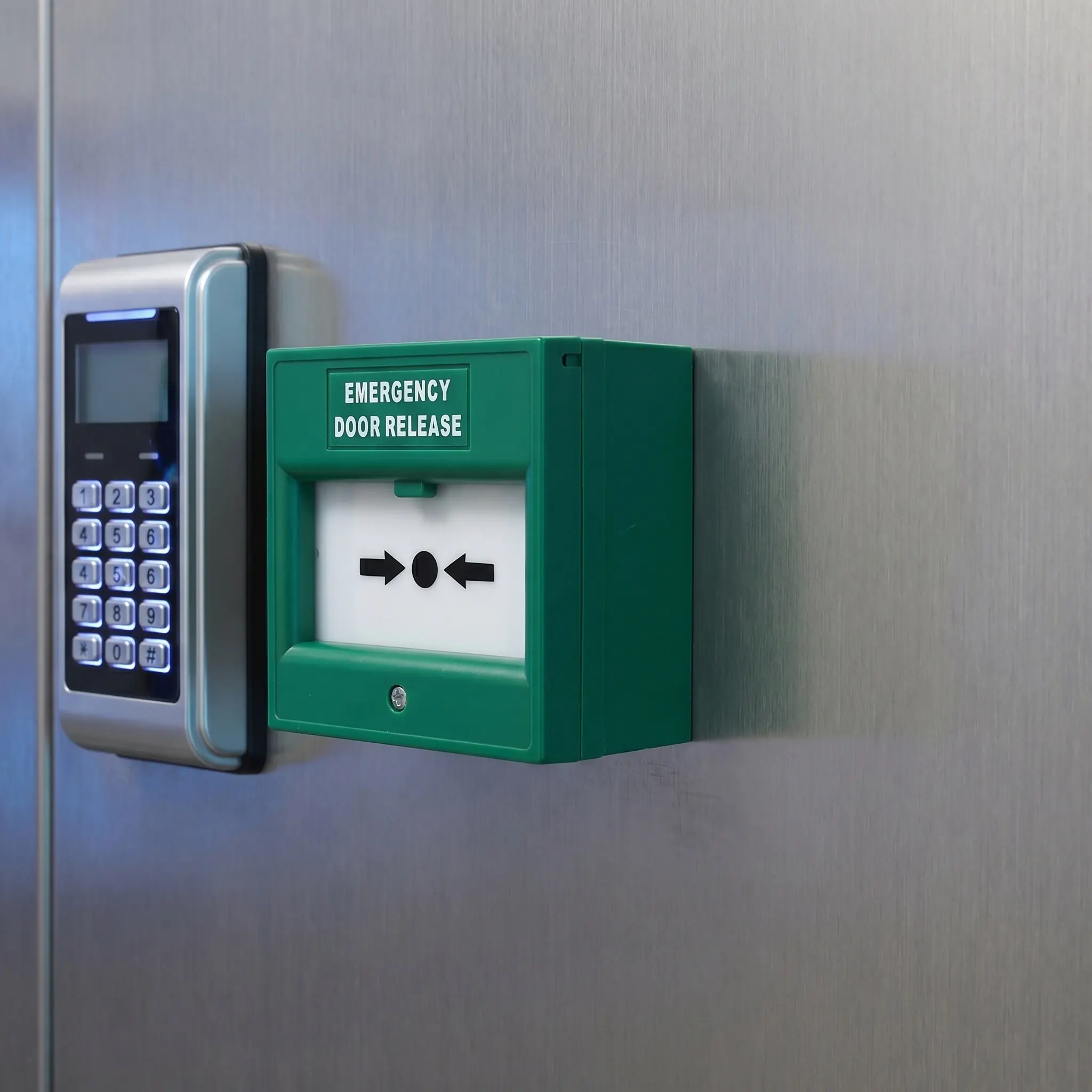 Emergency Break Glass Alarm Button Manual Call Point Green Plastic Wall Mount Safety Switch for Fire Exit Control School Office