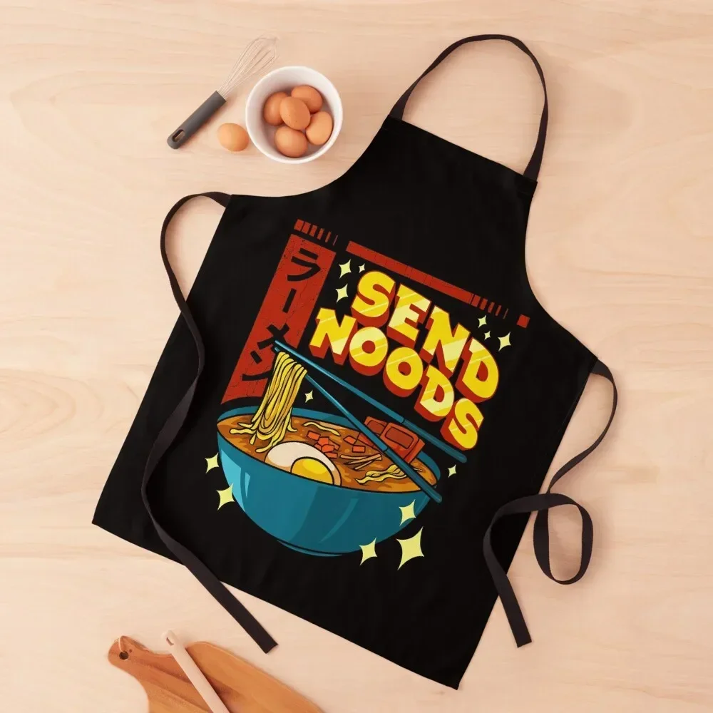 

Funny Send Noods Pun Anime Gamer Ramen Kawaii Apron Home Cleaning Salon Apron