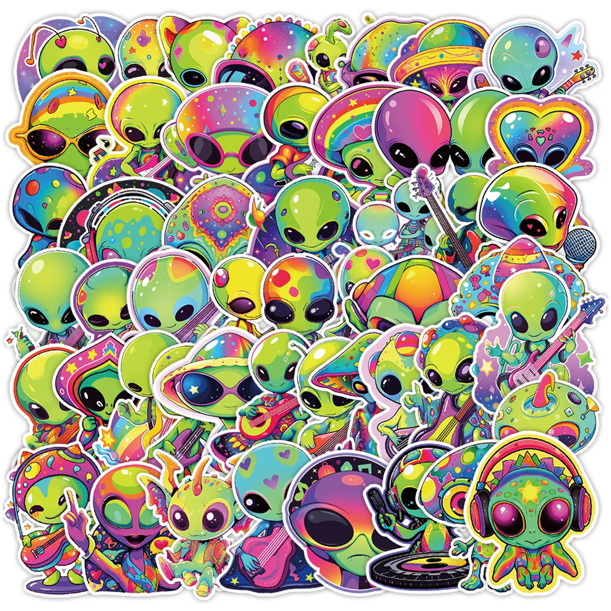 10/30/50PCS Outer Space Stickers Alien UFO Astronaut Green Sticker DIY Toy Laptop Car Motorcyle Notebook Kid Graffiti Sticker F5