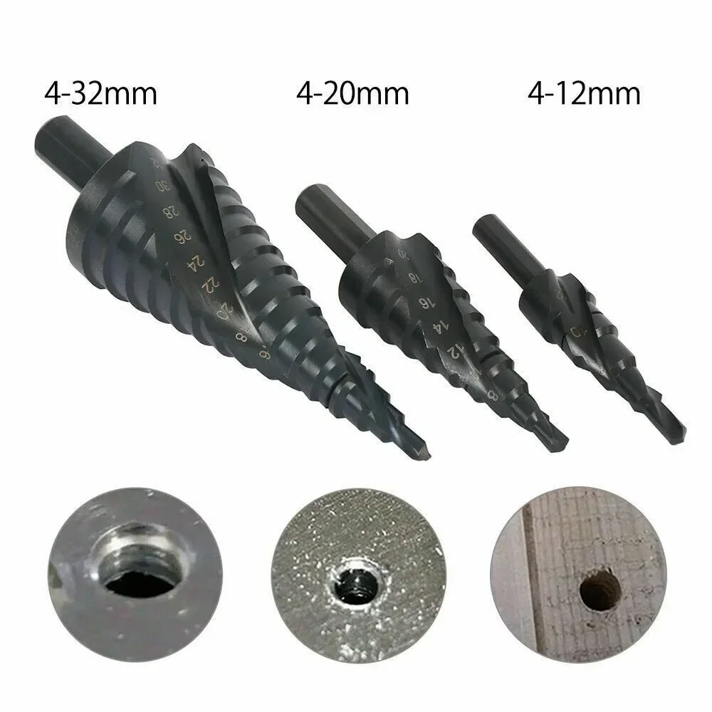 Imagem -02 - Peça 432 mm Hss Cobalto Passo Broca Conjunto Nitrogênio Espiral de Aço de Alta Velocidade para Metal Cone Triângulo Haste Buraco Brocas de Metal 1