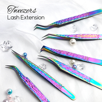 Gemerry Tweezers For Eyelash Extension Colorful Stainless Steel High Precision Lashes Tweezers Individual Volume Makeup Tools