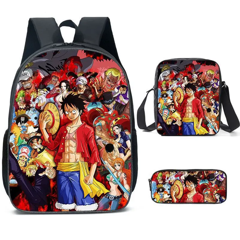 3pcs/Set One Piece Backpack Monkey D Luffy  Peripheral Cartoon Anime School Bag  Pencil Case Set Student Backpack Birthday Gifts