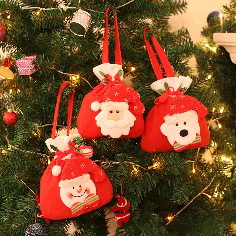 Christmas Decorations Christmas Cloth Bag Backpack Brushed Cloth Gift Bag Old Man Snowman Gift Candy Bag