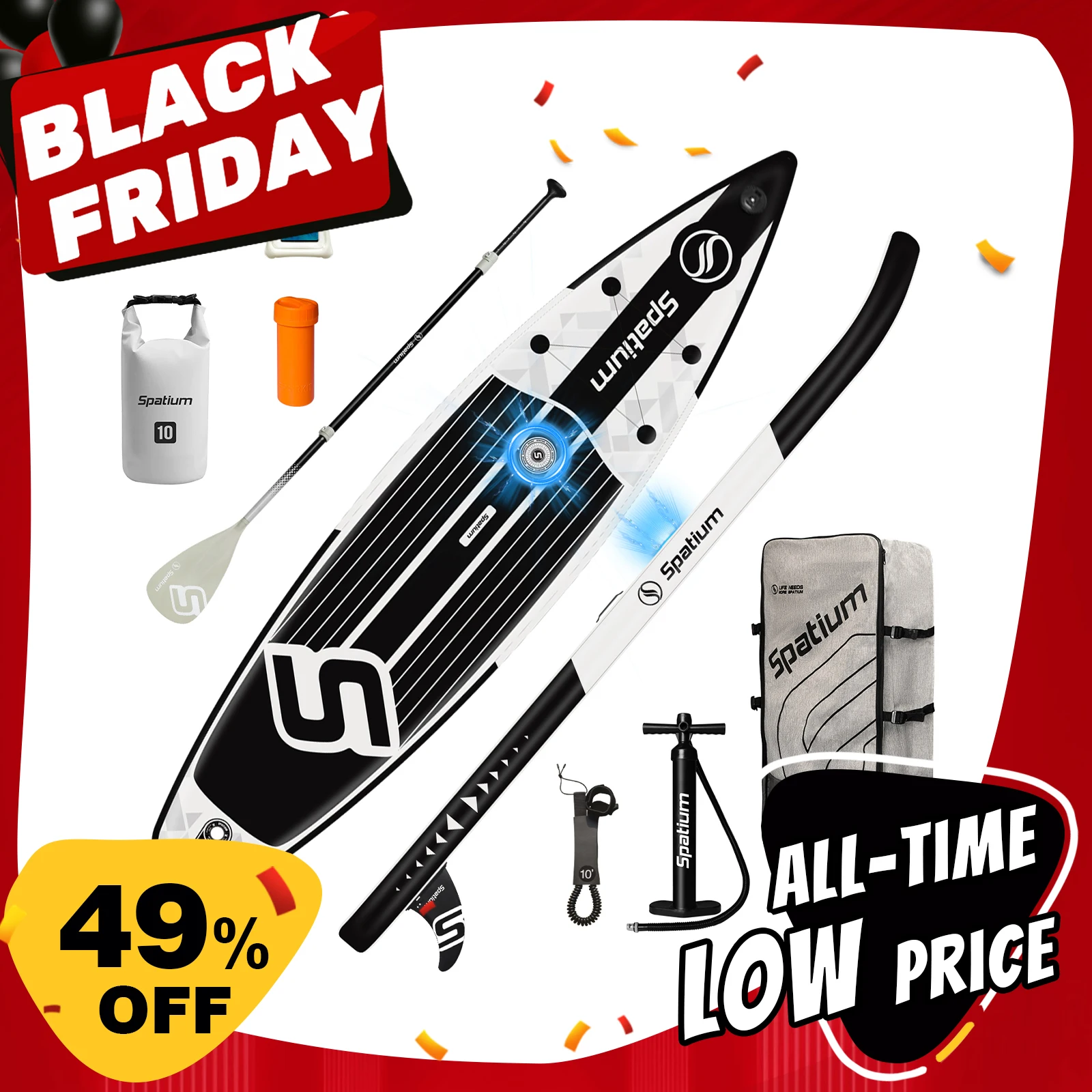 Spatium Touring Paddle Board Inflatable Stand Up Paddle Board ลื่น Surf Board กีฬาทางน้ํา Kayak Surf ชุดปั๊มกระเป๋าเป้สะพายหลัง