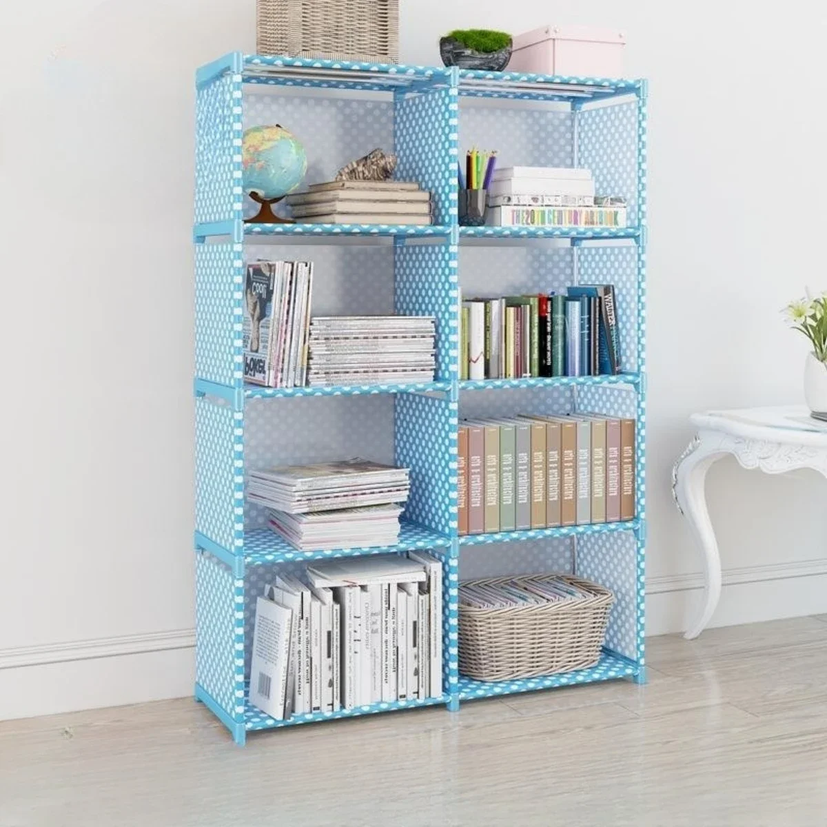 

Solid Color Metal Storage for Miscellaneous Items, Simple Book Storage, Double Row Bookshelf Suitable for Study and Home Use