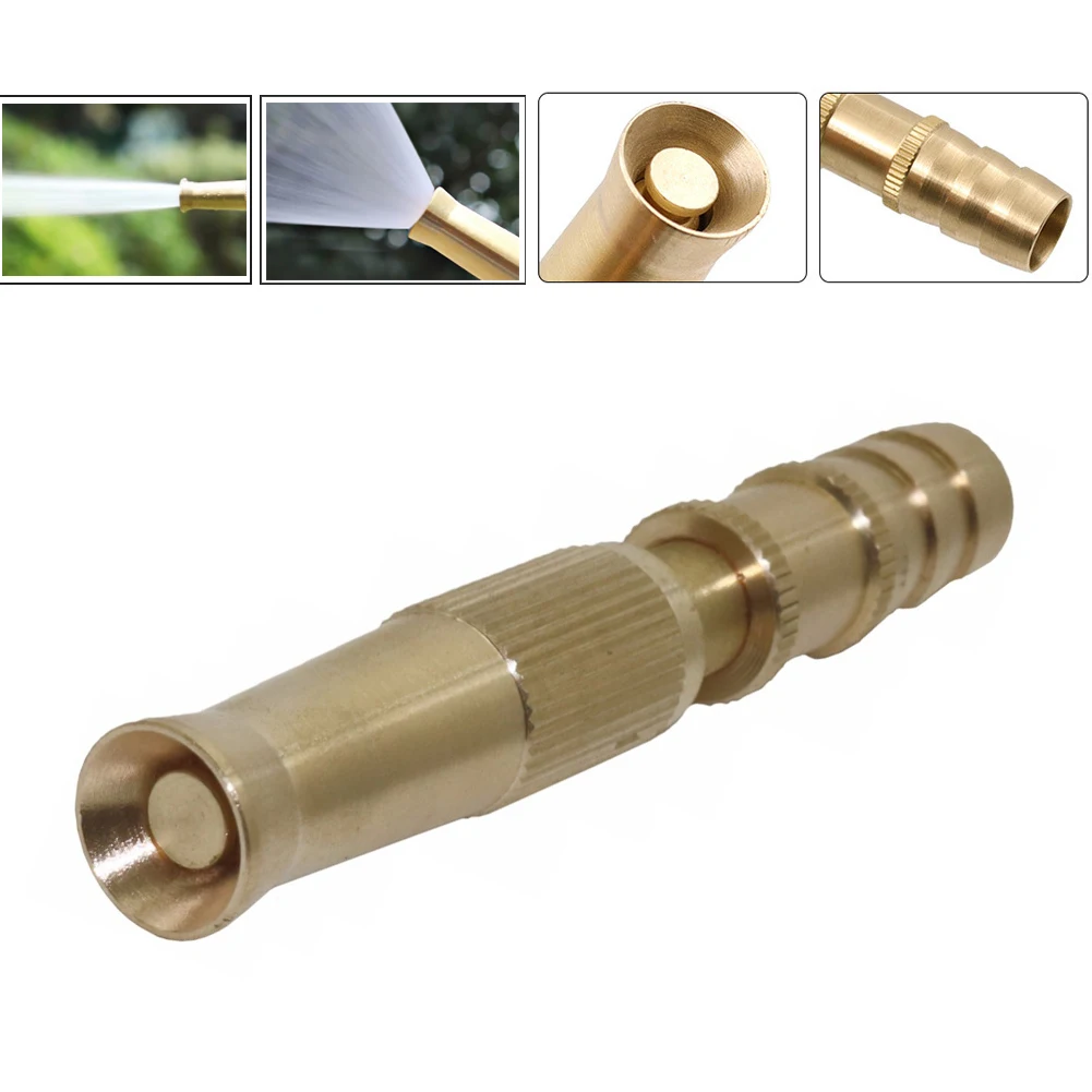 Brass Spray Nozzle Adjustable Water Sprinkler Gun High Pressure Direct Spray Car Washing Cleaning Garden Irrigation Water Gun