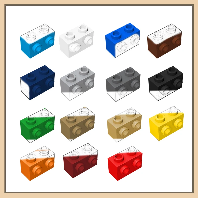 Highly compatible 11211 small particle building block MOC spare parts 1x2 single-sided with adapter convex point brick 50g 63p