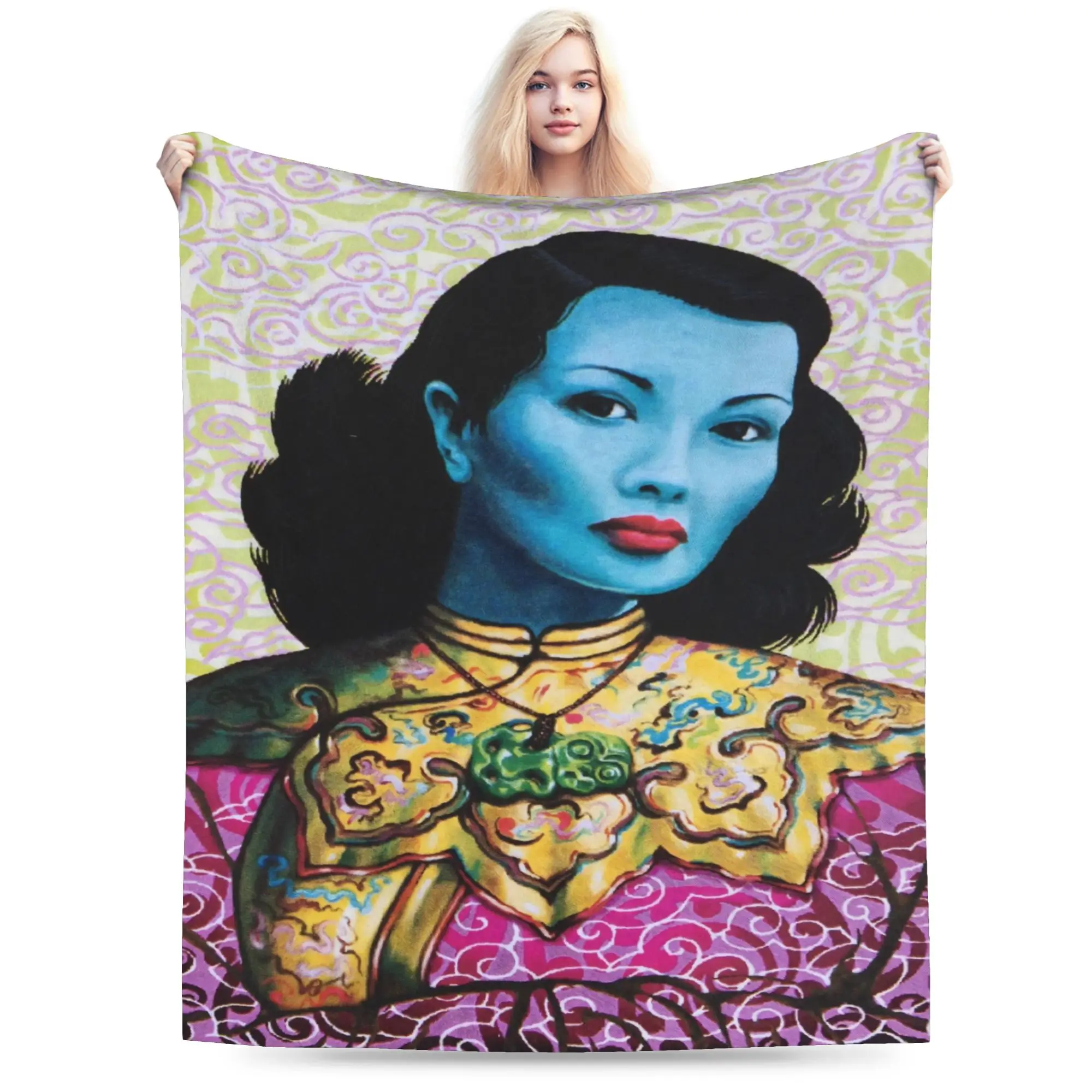 Miss Wong Vladimir Tretchikoff  Blanket Ultra-Soft Flannel Healing Present  Throw Blankets Rug Piece