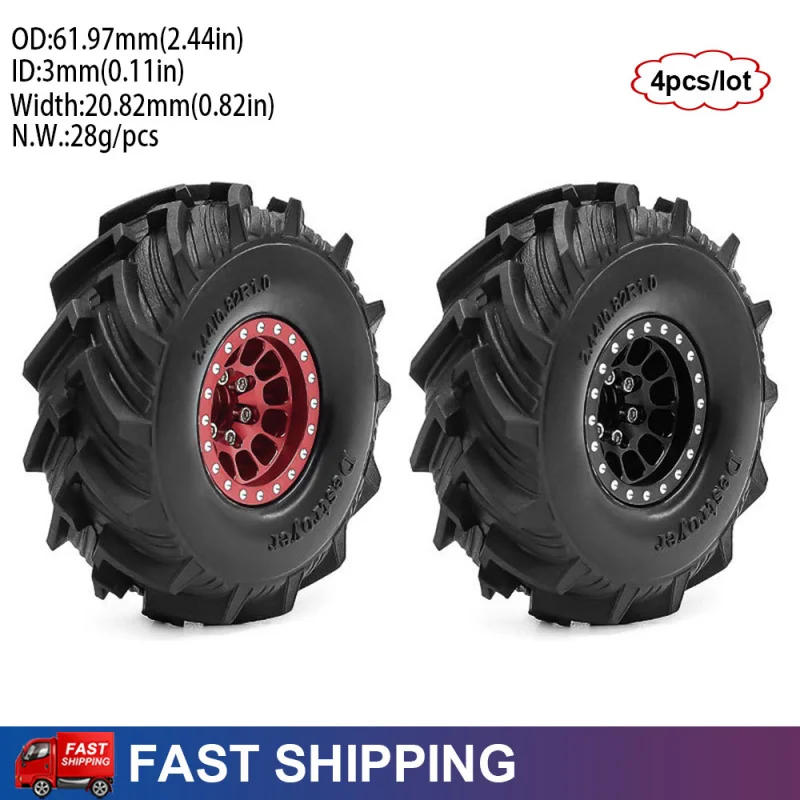 

Комплект из 4 металлических колес с бедлоками и шинами 1.0 дюйма для радиоуправляемых краулеров 1/18 Traxxas TRX4M, 1/24 Axial SCX24, FMS FCX24, Ascent-18 — запчасти для тюнинга