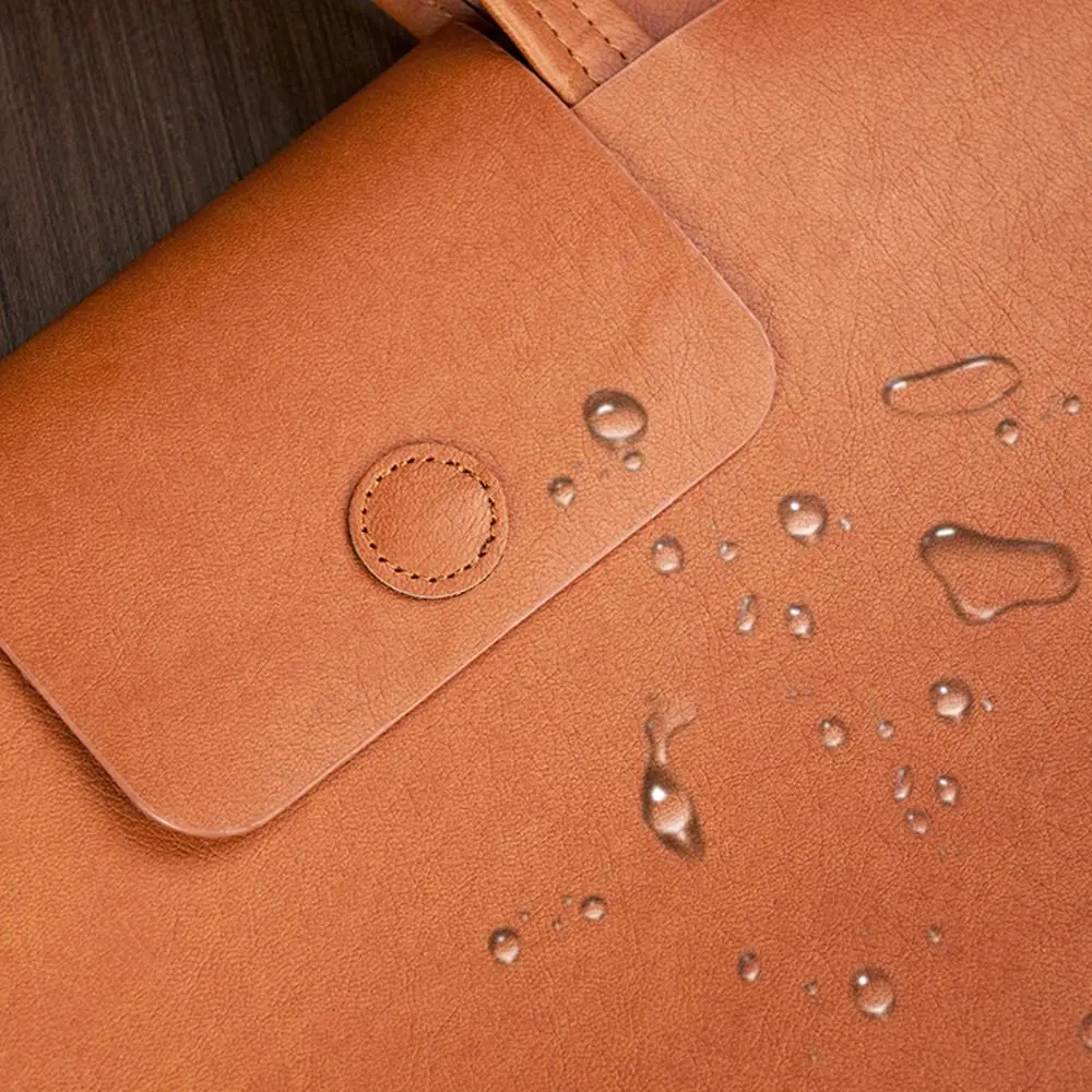 Large Capacity A4 Leather Document Bag Simple Thickened Waterproof Laptop Cases Anti-Scratch Magnetic Button Business Briefcase