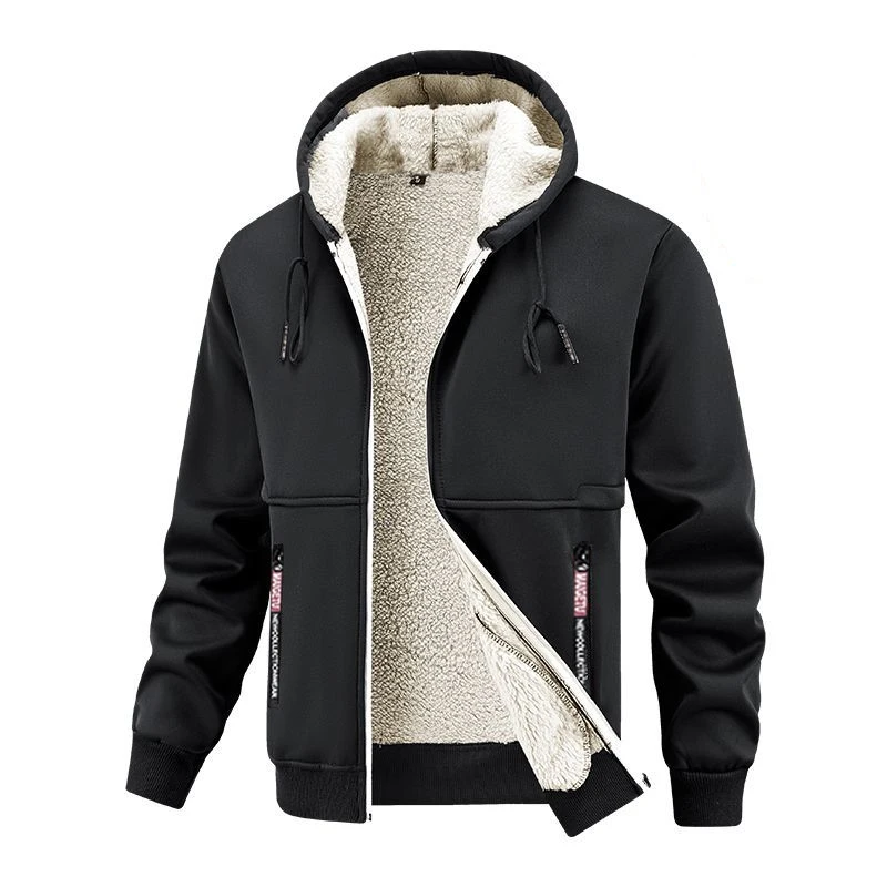Animal Game Casual Hoodie for Men Fleece Sweatshirt Thick Sherpa Lined Hooded Heavyweight Zipper Jacket Thick Outerwear Coats