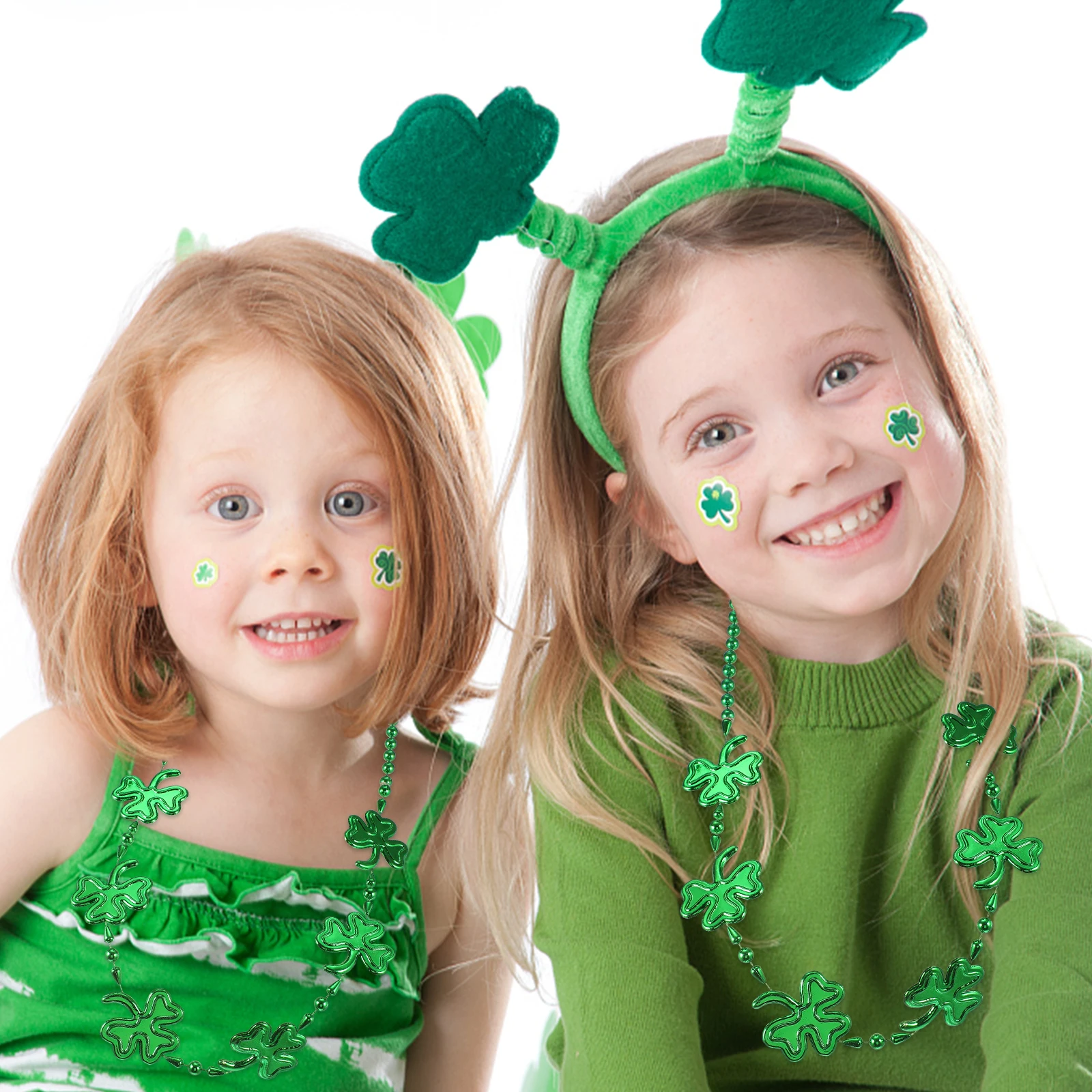 

3 Pcs Festival Necklaces Clover Shamrock Bead Chain Child Patrick Day Decoration