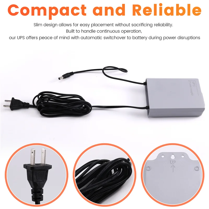 Fonte de alimentação ininterrupta JABS-12V-2A para roteador modem wi-fi câmera de segurança ups protetor de backup de bateria 3600mah