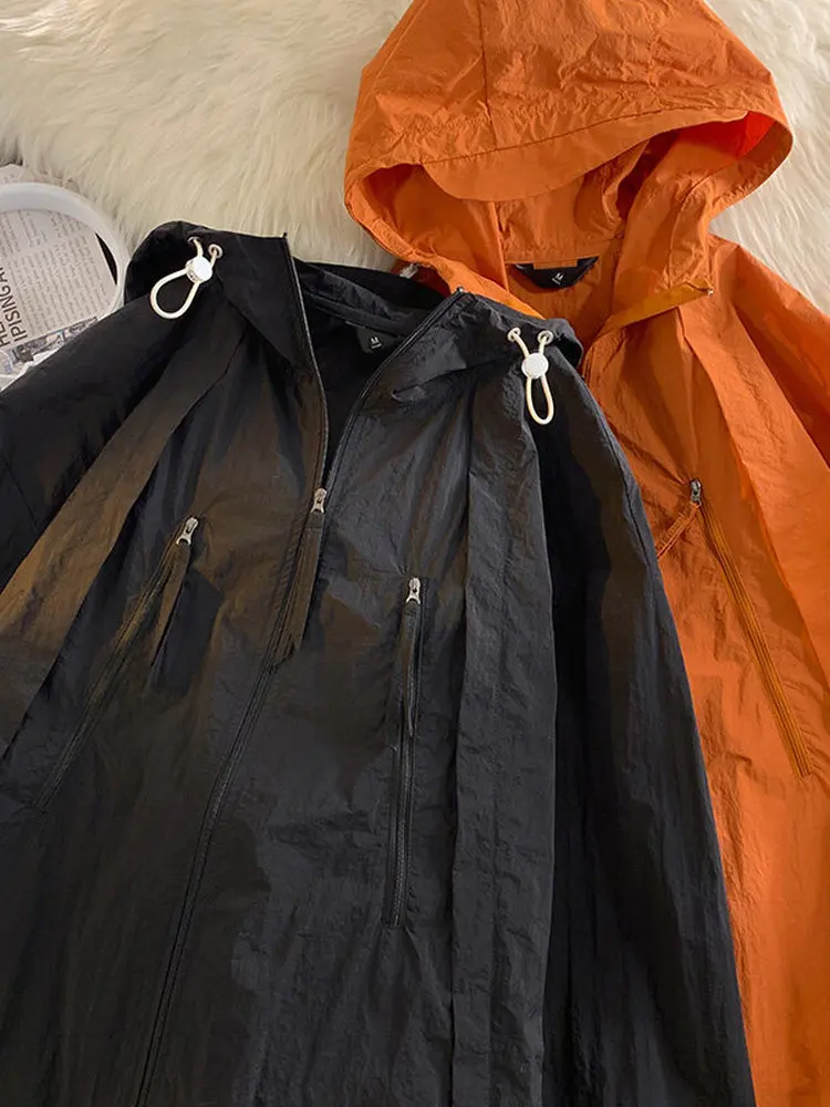 

Summer Casual Anti-Uv Hoodie ex Nylon Jaet Youth Faion Sportswear Long Sve Zipper Closure Color Outdoor Coat