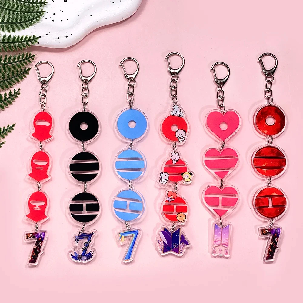 1/6Pcs Korean K-Pop Boy Band Bangtan Boys Acrylic Keychain Cute Backpack Pendant Bag Charms Accessories Decoration Holiday Gifts