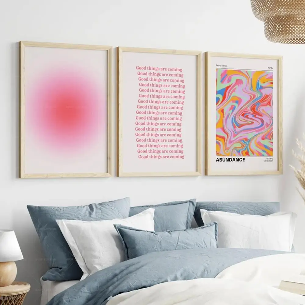 Aura psicodélica Retro gradiente 70s nostalgia afirmación positiva cuadro sobre lienzo para pared carteles para decoración del hogar y la sala de estar