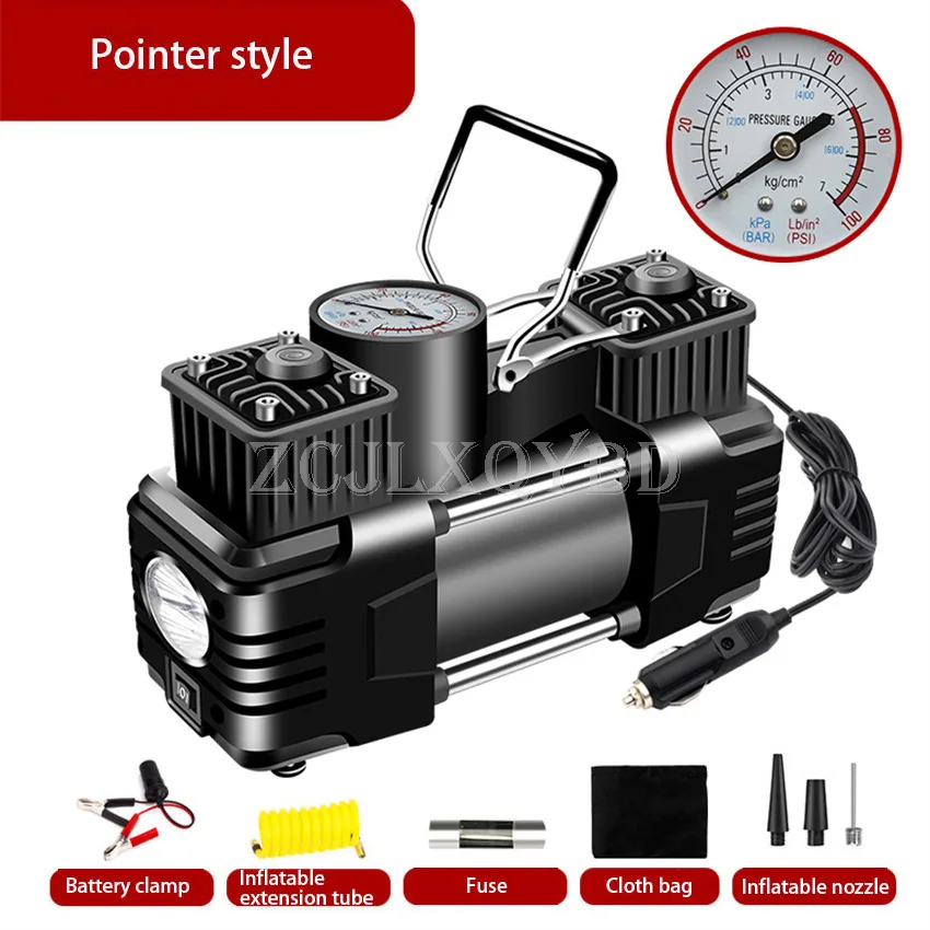 12V 85L/min Enhanced Automobile Air Compressor Car Tire Inflation On Board Portable Dual Cylinder High-pressure Inflation Pump