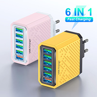 6 Ports USB Charger 3.1A Fast Charger 6 In1 Multi Charger EU US UK Plug Charger Adapter QC3.0 Quick Charger for iPhone 14 Xiaomi