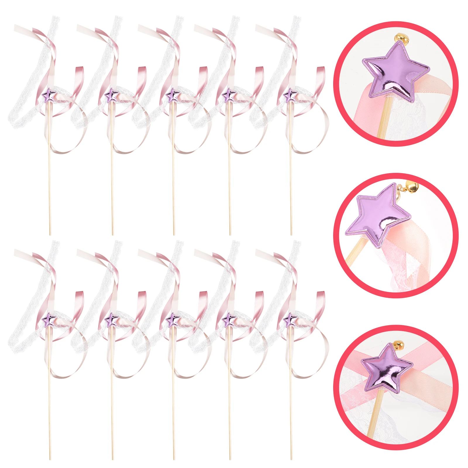 

10 Pcs Christmas Decorations Fairy Stick Wands Wedding Ribbon Streamer Streamers Child