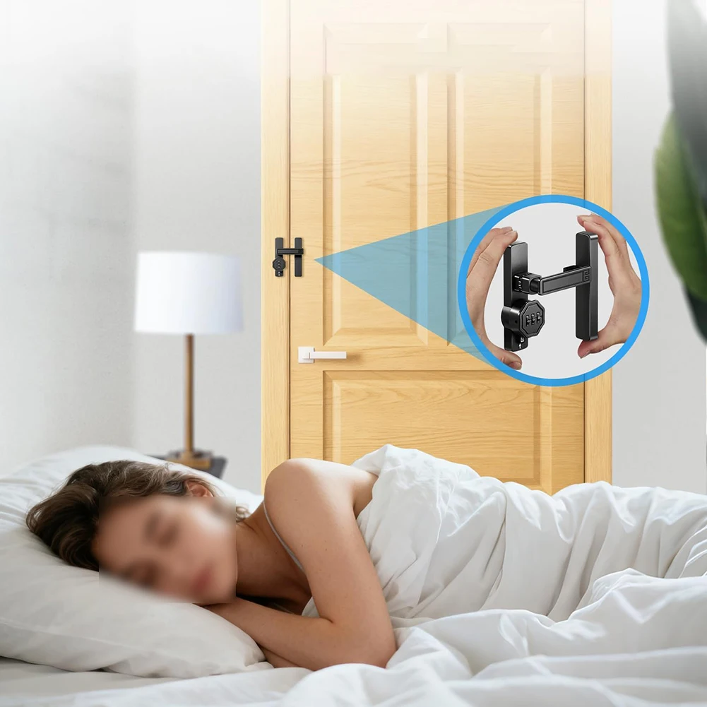 Barn Door Lock with Combination Flip Latch 3 Digit Code 90/180 Degree Zinc Alloy Black Easy Install for Shed Gate