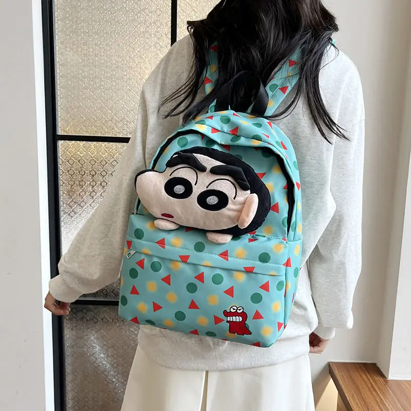 Crayon shin-chan mochilas de boneca de pelúcia, homens e mulheres, sacos de desenho animado, viagem, casual para caminhadas, viagem, acampamento, mochila, presentes de aniversário