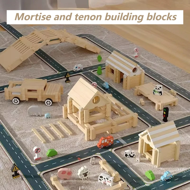 

Деревянные строительные блоки, сценарий дорожного движения, моделирующие блоки, детский безопасный материал, игры, строительные игрушки, детский подарок на день рождения