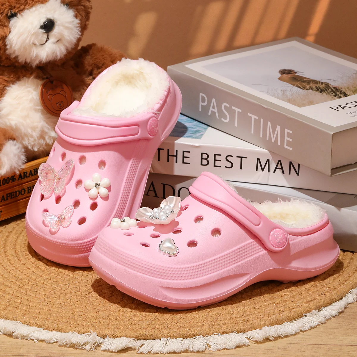 Kinder-Clogs und -Mules mit Fellfutter, leichte Garten-Schuhe mit Baumwollfutter, warme Hausschuhe für Jungen, Mädchen und Kleinkinder, 168. – Detail 8