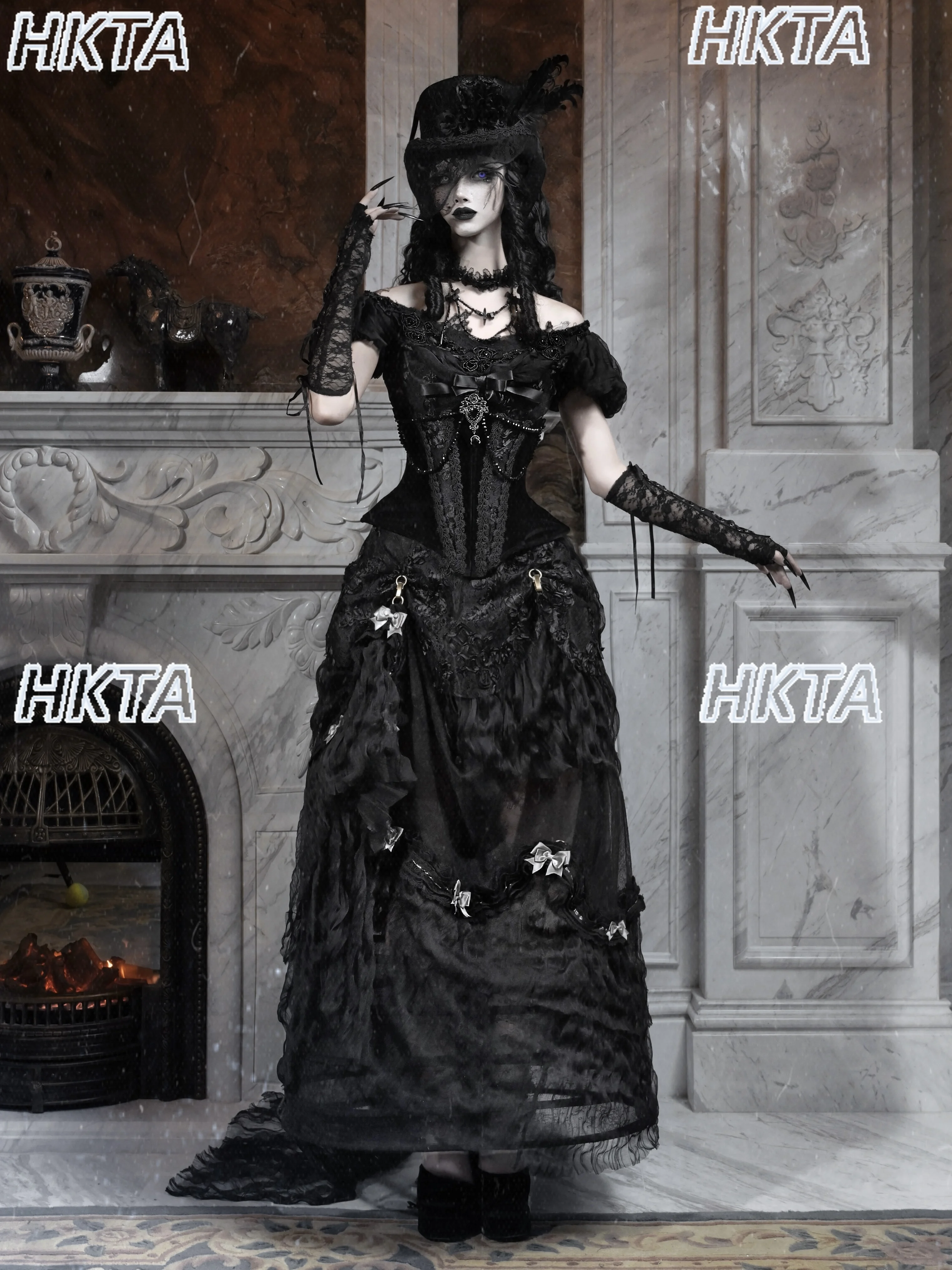 Gotico Cravatta a lisca di pesce scuro Velluto Sigillo in vita Gilet da donna Elegante splendido Halloween Cosplay Pizzo Nero Fascia da smoking Crop Top Y2k