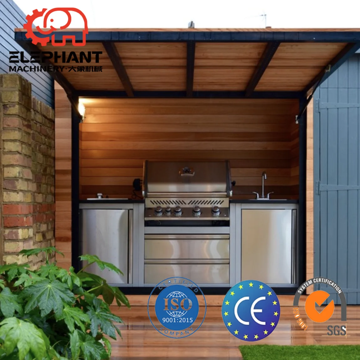 Modular BBQ Island Stainless Steel Outdoor BBQ Kitchen With Shed and Sink