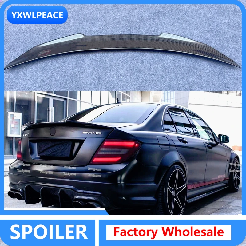 

PSM Style ABS Glossy Black /Carbon Fiber Look Rear Trunk Lip Spoiler Wing For Mercedes-Benz W204 sedan 4doors C350 C63 2008-2013