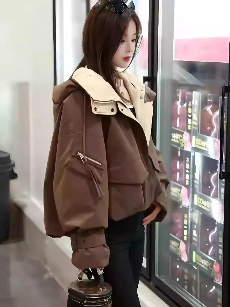 

Женская утепленная хлопковая куртка свободного кроя, повседневная, маленького размера, короткая верхняя одежда в корейском стиле, утолщенное зимнее пальто