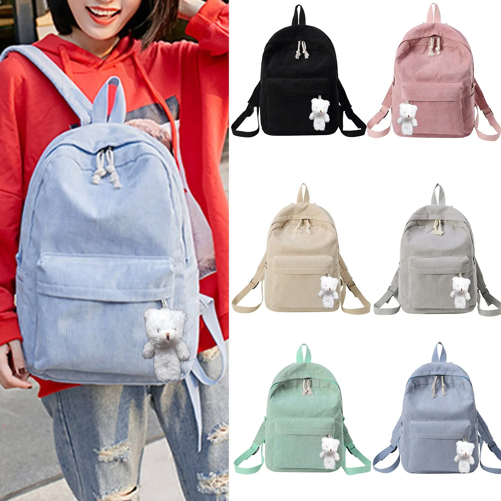 Bags for women Casual Shoulder Corduroy Backpack Student Fashion Bag Womens Bag Youth Simple Fashion women's bags promotion