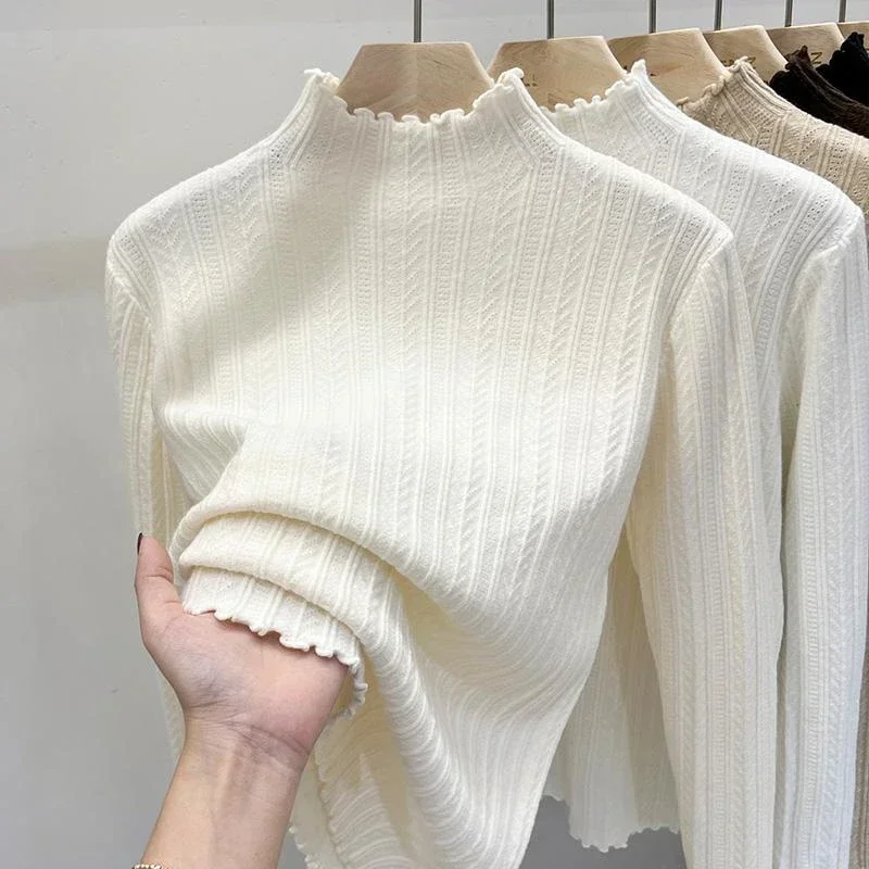 

Spring Fall Knit Pullover Tops Women Korean Slim Soft Long Sleeve Sweaters Casual Design Knitwear Jumper Half Turtleneck Poleras