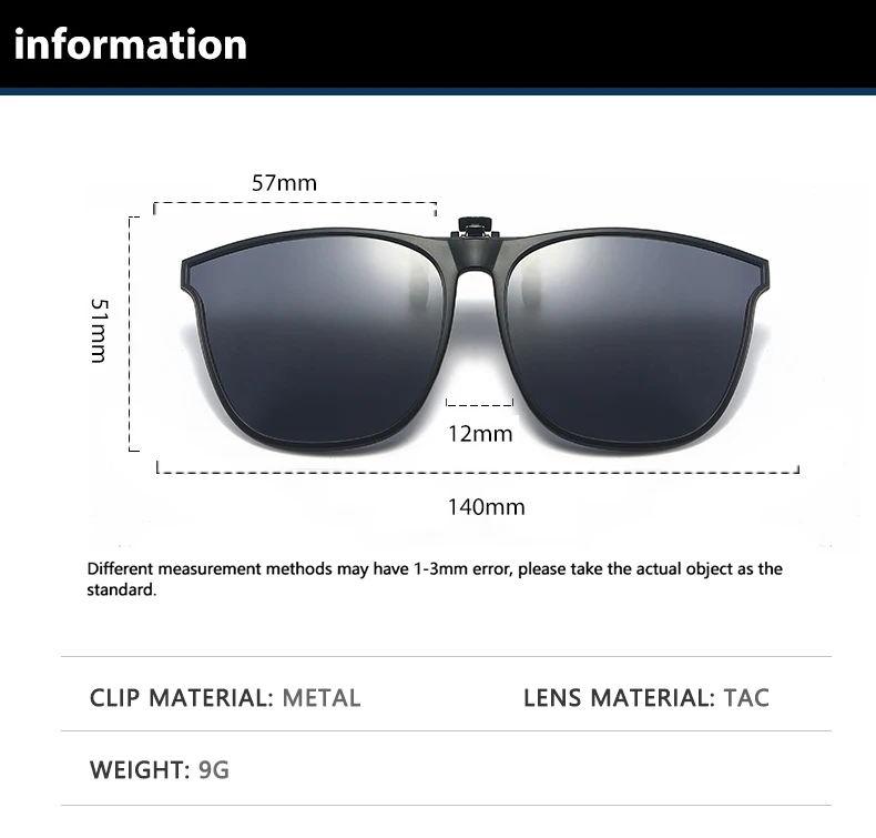 Polarisierte Clip Auf Sonnenbrille Männer Auto Fahrer Brille Nachtsicht Gläser Anti Glare Vintage Quadratische Gläser Oculos – Detail 7