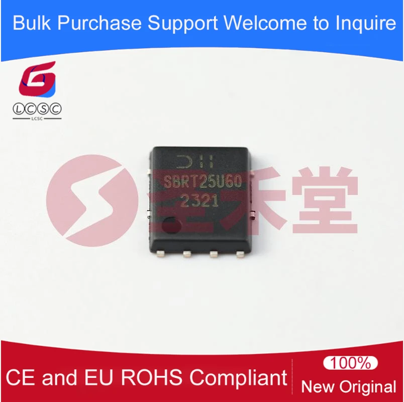 10Pcs/Original SBRT25U60SLP-13 60V 25A SBR Trench Super Barrier Rectifier SMD-8 SBRT25U60 For DC-DC Converters