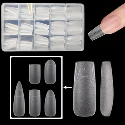 320 Pieces of Soft Gel Full Coverage Nail Guide Line Nail Tip, 15 Sizes of Gel Nail Tip Full Coverage Fake Nail Art with Box, Al