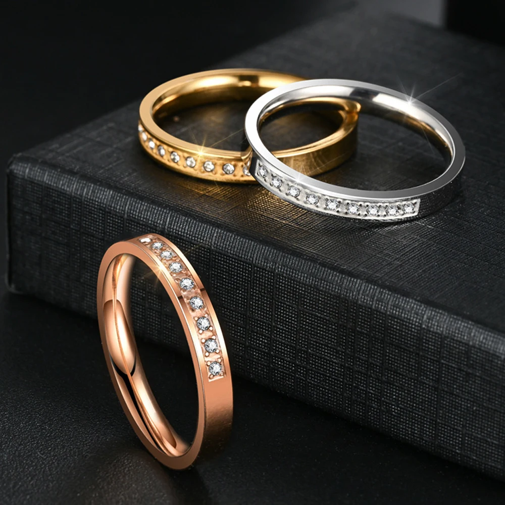 Wedding Ring For Women Lover Classic Micro-inserts Square Cubic Zirconia Wedding Engagement Couple  Jewelry Gift