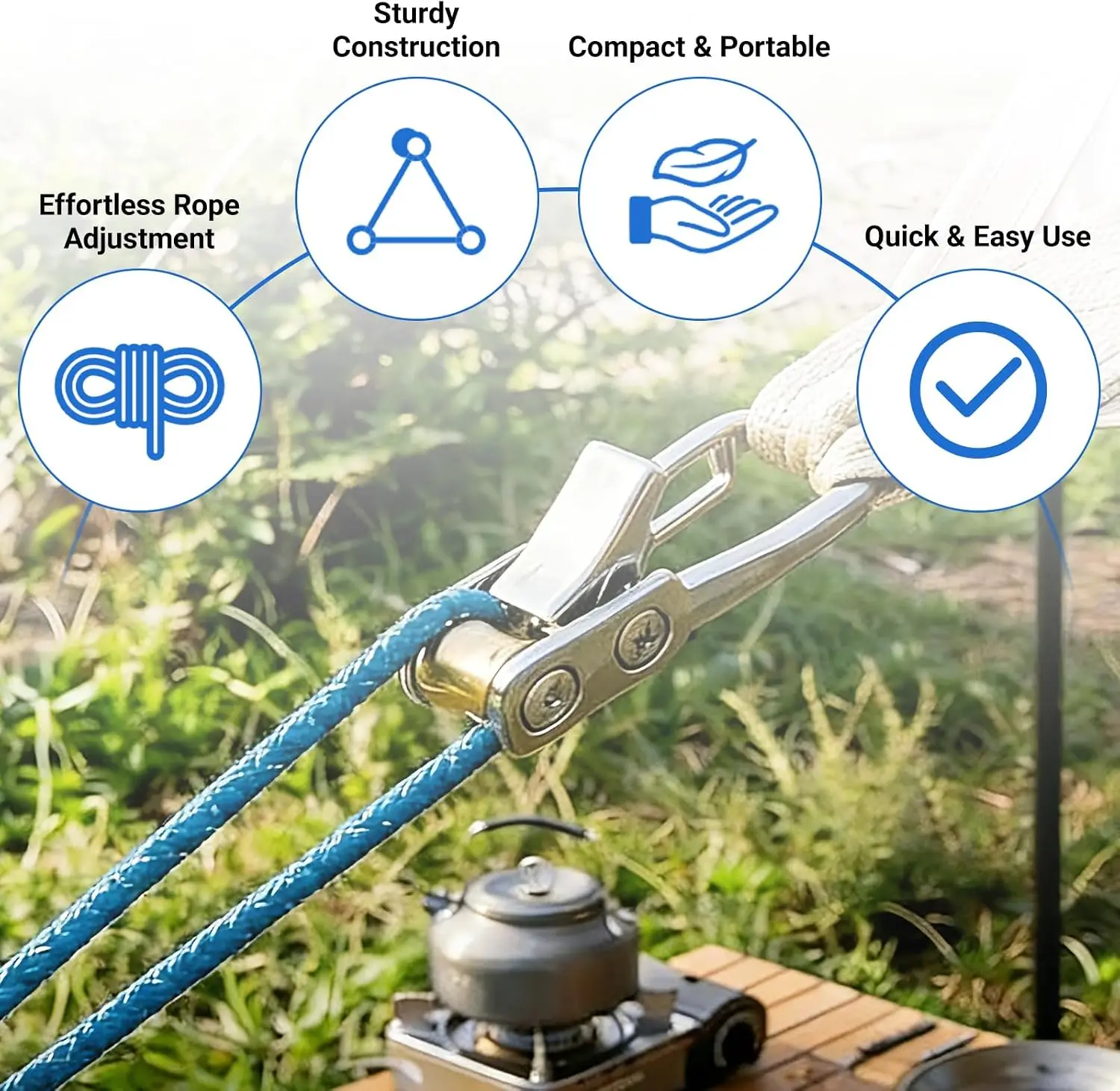 Rope Fastening Tool, Heavy-duty Extendable Binding Rope Suitable For Camping, Sunshades, Hammocks And Outdoor Equipment Fixation